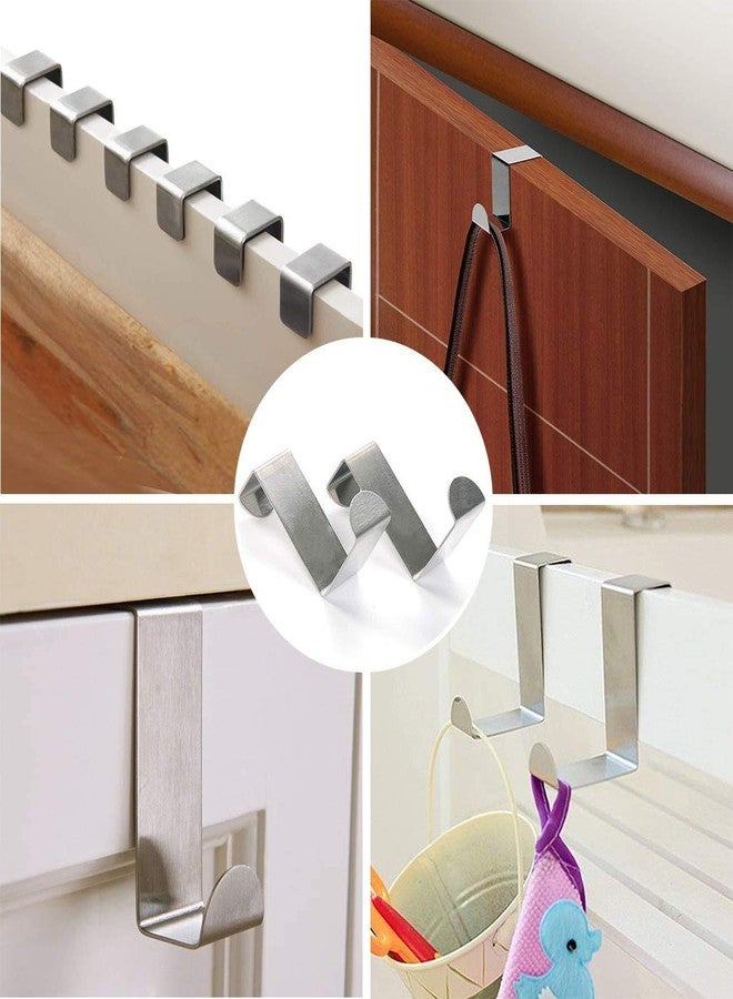 Lukzer Set of 8 Over Door Rack Heavy Duty Reversible Brushed Stainless Steel Hook CH-212 - Image 2